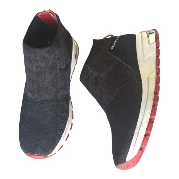 DKNY Mylo Sneakers Back Zip w Logo and Logo Knit sz‎ 7 - Picture 3 of 9